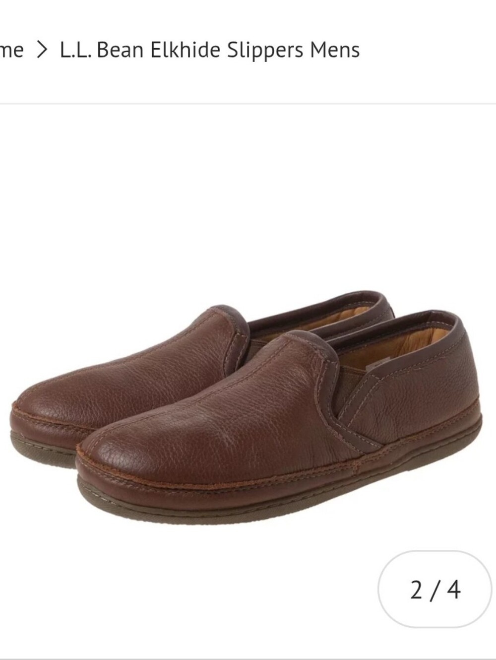 LL Bean Men's Elkhide Leather Slippers Loafers Brown Size 11 M